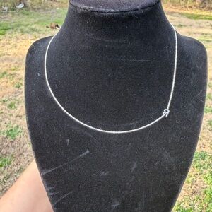 925 Sterling Silver R Initial Silver Tone Necklace